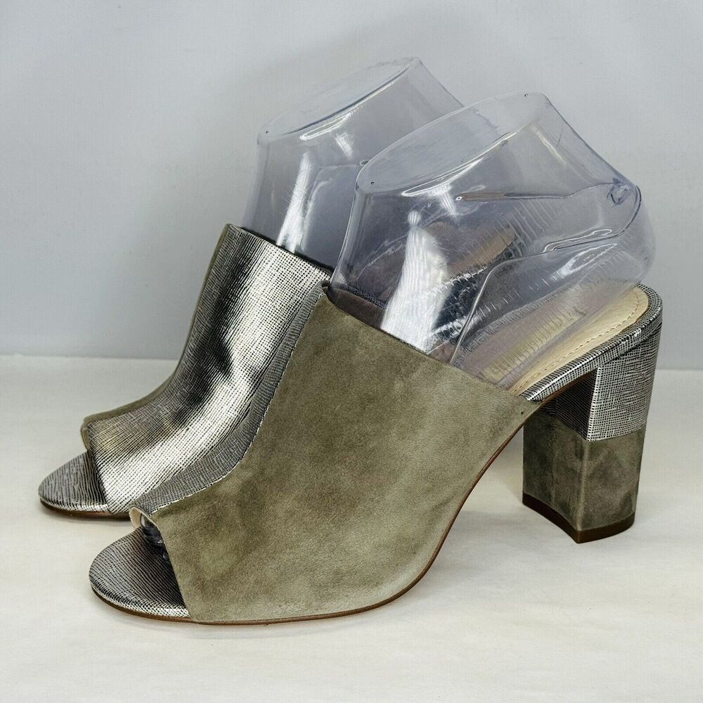 Louise Et Cie Lo-Kaycee‎ Womens Heel Sandals Sz 6.5 Silver Gray Leather Open Toe
